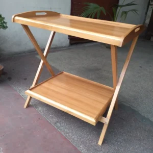 Wooden folding table double portion